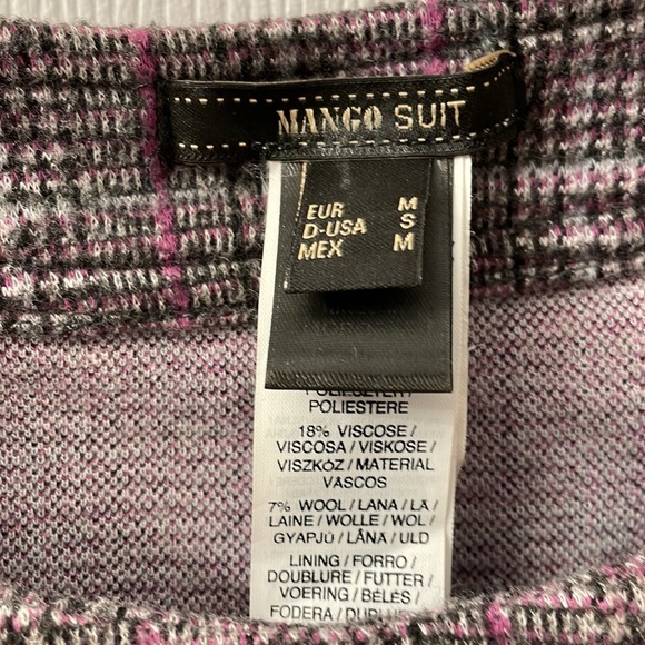 Mango size S tweed checkered office dress. Gray and plum. Cotton blend MNG - Picture 4 of 10